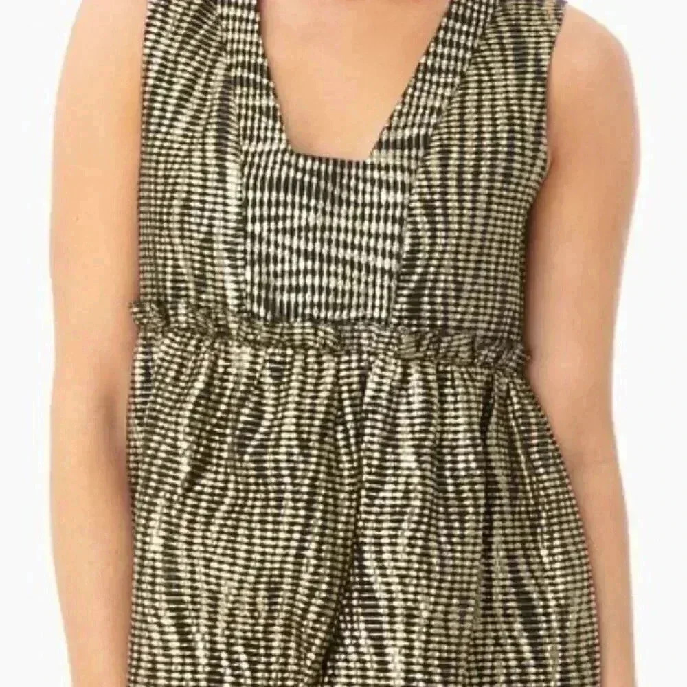 NWT Tuckernuck Gold Jacquard Peplum Lucia Blouse